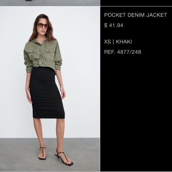 Green khaki cropped Zara jacket - Picture 2 of 2